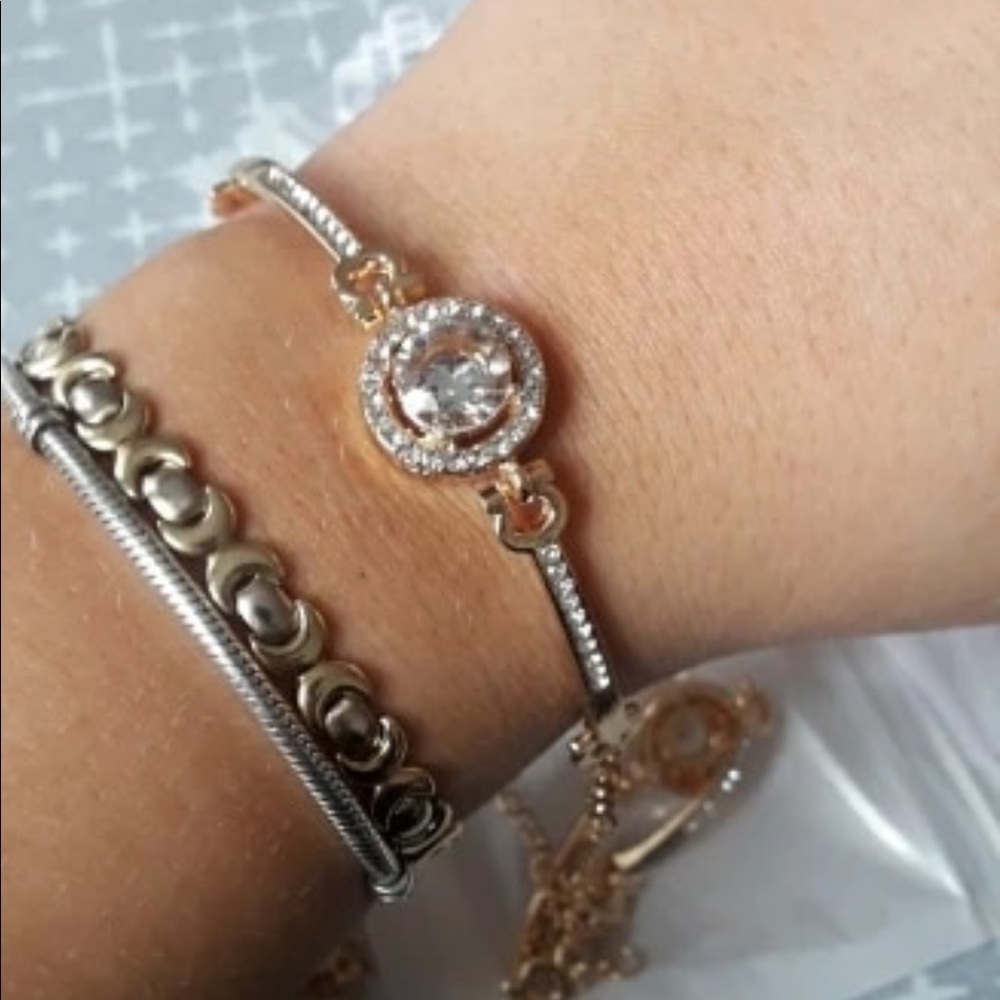 Gold Rhinestone Charm Bracelet